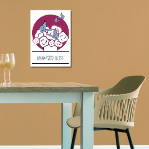 Roze en witte buikvlinders en betoverende blaasjes poster