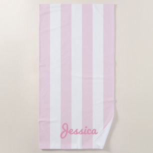 Roze en witte Cabana Stripe Strandlaken