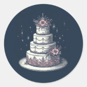 Roze en Witte Cake Feestje Ronde Sticker (Voorkant)