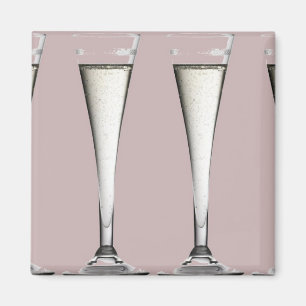 Roze en witte Champagne glazen fluiten Magneet