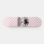 Roze en witte Checkerboard Patroonplaat Skateboard (Horizontaal)