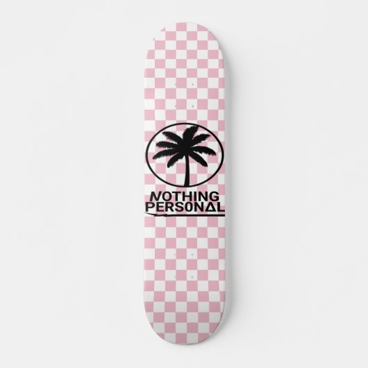 Roze en witte Checkerboard Patroonplaat Skateboard (Voorkant)