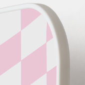 Roze en witte cheque pickleball paddle (Links Detail)