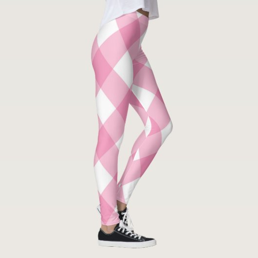 Roze en witte cheques Meisjesvrouw Leggin Leggings (Rechts)