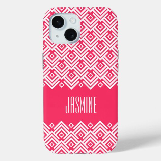 Roze en witte chevron damast case mate (Achterkant)