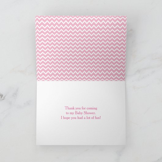 Roze en witte Chevron en Polka Dots Dank u Bedankkaart (Binnen)