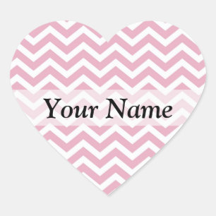 Roze en witte chevron hart sticker