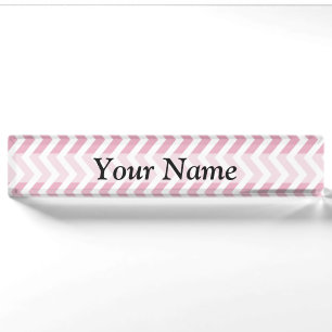 Roze en witte chevron naambordje