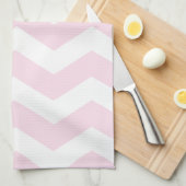 Roze en witte Chevron Pattern Theedoek (Quarter Fold)