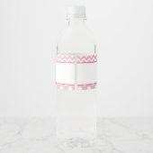 Roze en witte Chevron & Polka Dot Baby Waterfles Etiket (Achterkant)