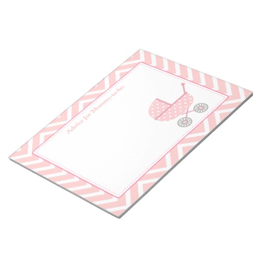 Roze en Witte Chevron Stroller Mama Notitieblok (Schuin)