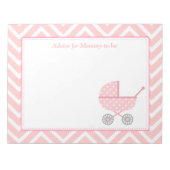 Roze en Witte Chevron Stroller Mama Notitieblok (Voorkant)