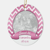 Roze en witte Chevron Sweet 16 Ornament (Links)