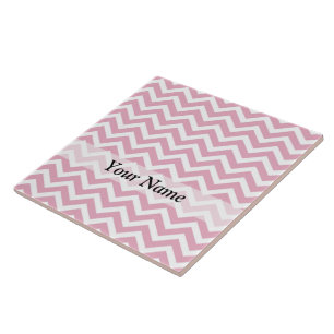 Roze en witte chevron tegeltje