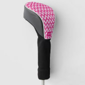 Roze en witte chevron zigzagpatroon golfheadcover (Schuin)