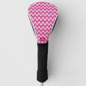 Roze en witte chevron zigzagpatroon golfheadcover (Voorkant)
