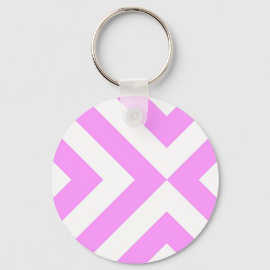 Roze en witte Chevrons Sleutelhanger (Voorkant)