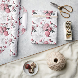Roze en witte chinoiserie toile patroon cadeaupapier