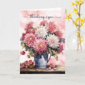 Roze en Witte Chrysanten Denk Aan Jou Kaart (Gele Bloem)