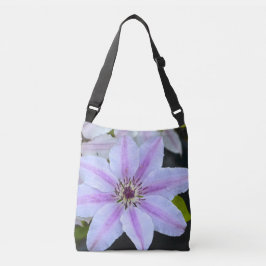 Roze en Witte Clematis Bloem Crossbody Tas