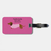 Roze en witte dachshund Bagagelabel (Achterkant horizontaal)