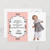 Roze en Witte Dag Dank je Briefkaart (Voorkant / Achterkant)