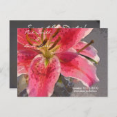 Roze en witte dag Lily - Sla de datum op Aankondigingskaart (Voorkant / Achterkant)