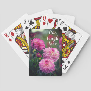 Roze en Witte Dahlia Bloem Denk aan je Pokerkaarten
