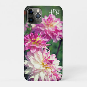Roze en Witte Dahlia bloem Initialen iPhone 11 Pro Hoesje
