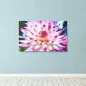 Roze en Witte Dahlia Canvas Afdruk (Insitu (Houten vloer))