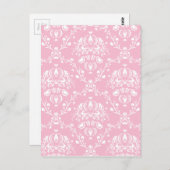 Roze en witte Damask Briefkaart (Voorkant / Achterkant)