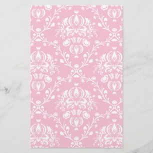 Roze en witte Damask Briefpapier