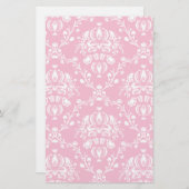 Roze en witte Damask Briefpapier (Voorkant / Achterkant)