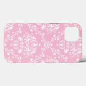 Roze en witte Damask Case-Mate iPhone Case (Achterkant (horizontaal))