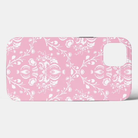 Roze en witte Damask Case-Mate iPhone Case (Achterkant (horizontaal))