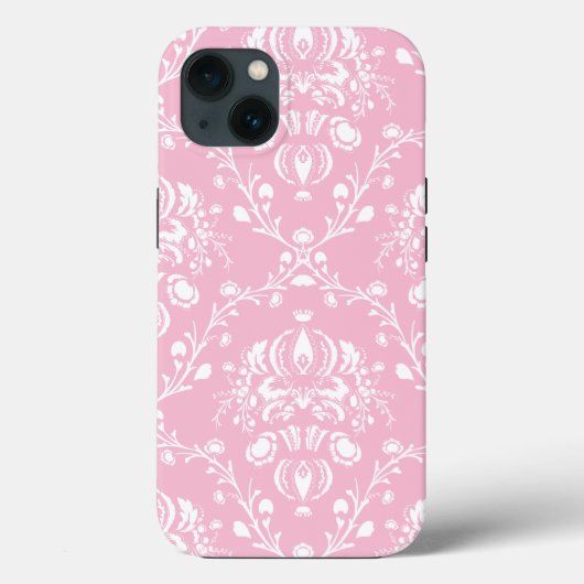 Roze en witte Damask Case-Mate iPhone Case (Achterkant)