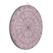 Roze en witte Damask Dartbord (Voorkant Links)