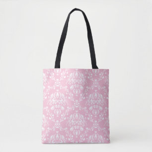 Roze en witte Damask Draagtas