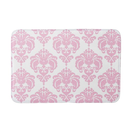 Roze en witte Damask Elegant  Chic Badmat (Voorkant)