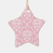 Roze en witte Damask Keramisch Ornament (Rechts)