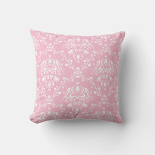 Roze en witte Damask Kussen