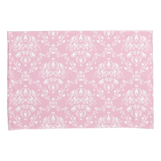 Roze en witte Damask Kussensloop (Voorkant-Rechts)
