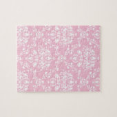 Roze en witte Damask Legpuzzel (Horizontaal)