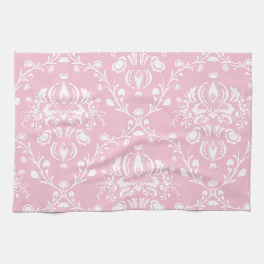 Roze en witte Damask Theedoek (Horizontaal)
