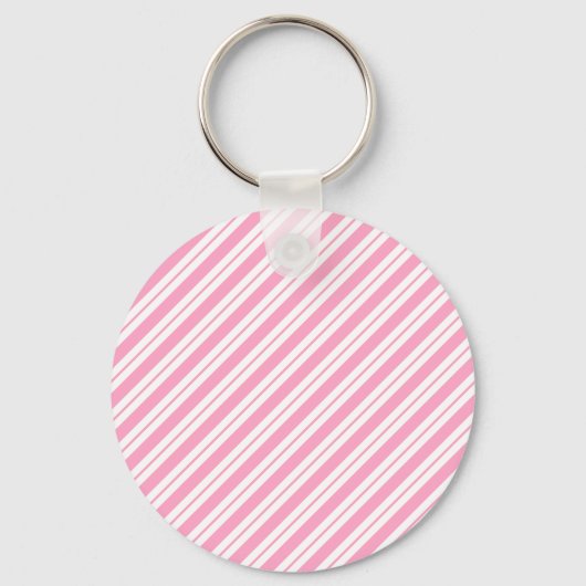 Roze en witte diagonale strepen Sleutelhanger (Voorkant)