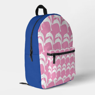 Roze en Witte Dolfijnen Bedrukte Rugzak
