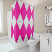 Roze en witte douchegordijn (In situ)