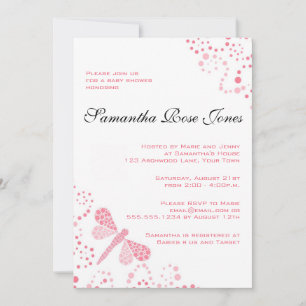 Roze en witte dragonfly Elegant Baby shower Kaart