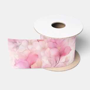 Roze en Witte Dromerige Bloemmotief Lint