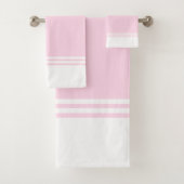 Roze en witte, eenvoudige strips bad handdoek (Insitu)